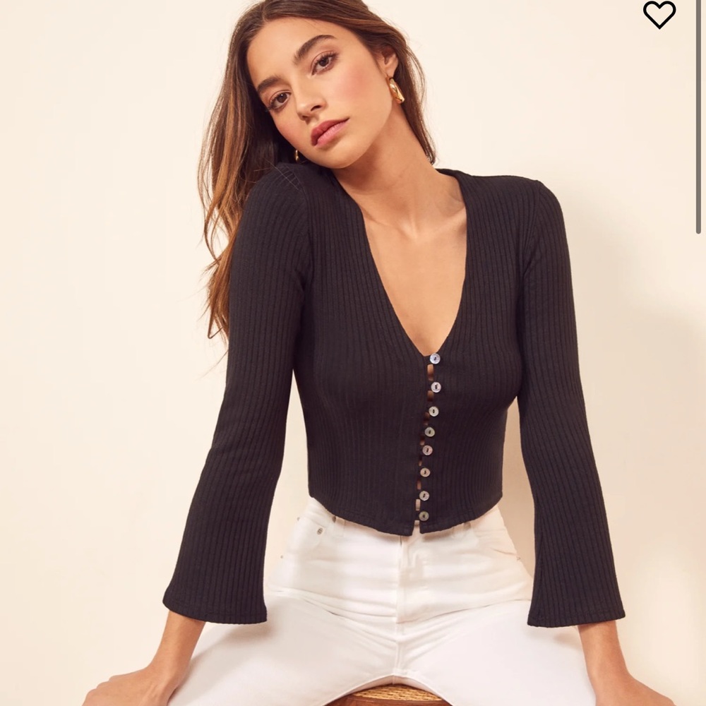 Reformation Gellar Knit Top in Black